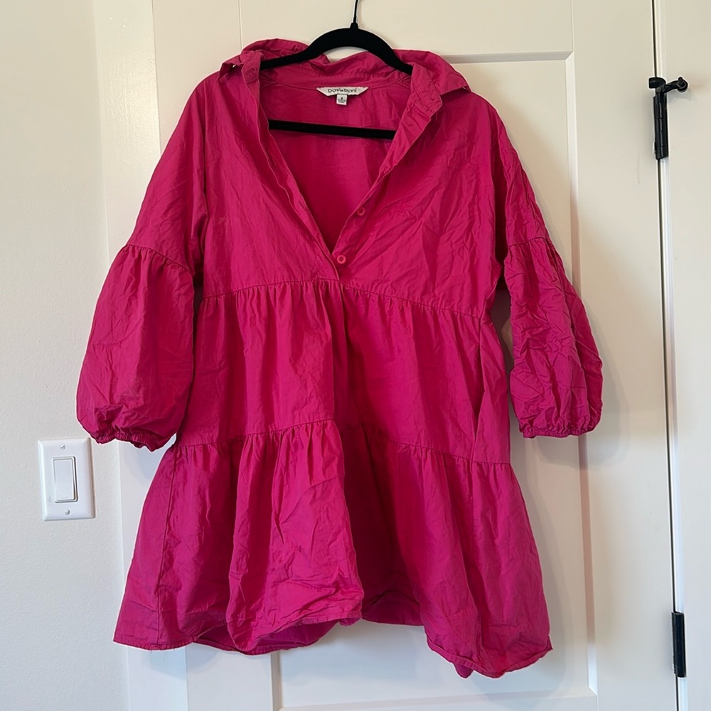 Pink puffy sleeve dress